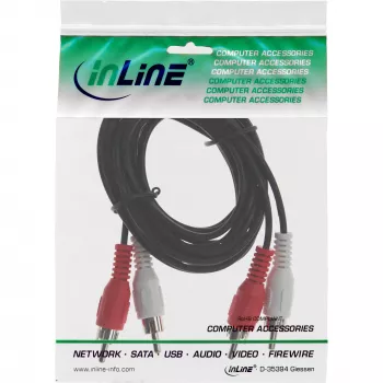 InLine Audio kabelis, 2x RCA vīriešu/vīriešu, 20 m, melns