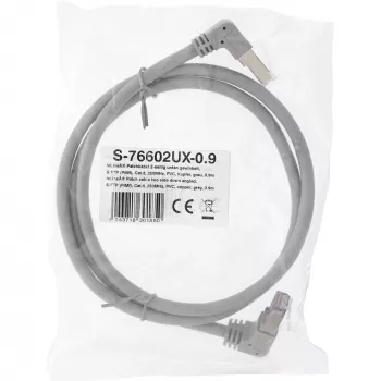 Tīkla kabelis InLine® S-76602U-0.9 ar leņķveida savienotāju Cat.6 0.9m pelēks
