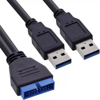 InLine USB 3.0 Premium Adapter Kabelis 2x USB A vīriešu / mātesplates savienotājs, 0,40 m