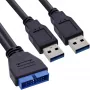 InLine USB 3.0 Premium Adapter Kabelis 2x USB A vīriešu / mātesplates savienotājs, 0,40 m
