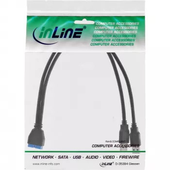 InLine USB 3.0 Premium Adapter Kabelis 2x USB A vīriešu / mātesplates savienotājs, 0,40 m