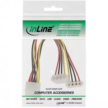 InLine iekšējais Y-veida strāvas kabelis 1x 4pin Molex / 2x 4pin Molex leņķa 0,15m