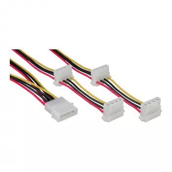 Iekšējais strāvas kabelis InLine 29654A 1x 4pin Molex / 4x 4pin Molex 1m