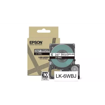 Lentes etiķešu printerim Epson LK-6WBJ Melns Balts Termopārnese 2.4 cm