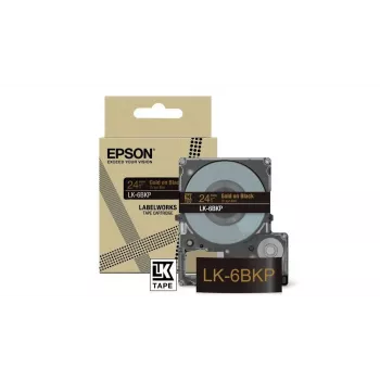 Lentes kasetne Epson LK-6BKP Melna Zelts 2.4cm Termopārnese