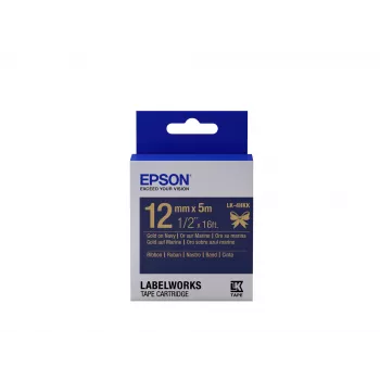 Epson LK-4HKK lentes kasetne satīna lente zelts uz tumši zila 12mm (5m)