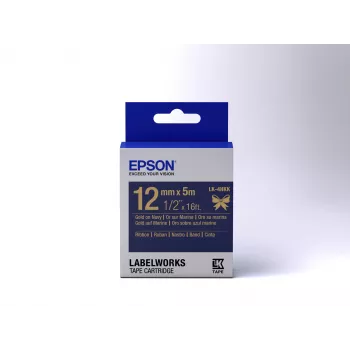 Epson LK-4HKK lentes kasetne satīna lente zelts uz tumši zila 12mm (5m)