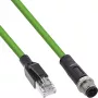 InLine industriālais tīkla kabelis M12 4-pin D-kodēts vīrišķais spraudnis uz RJ45, PUR 5m