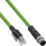InLine industriālais tīkla kabelis, M12 4-pin D-kodēts vīrišķais spraudnis uz RJ45, PUR 3m