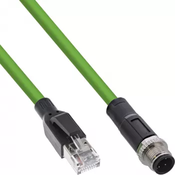 InLine rūpnieciskais tīkla kabelis, M12 4-pin D-kodēts tēviņš uz RJ45, PUR 20m