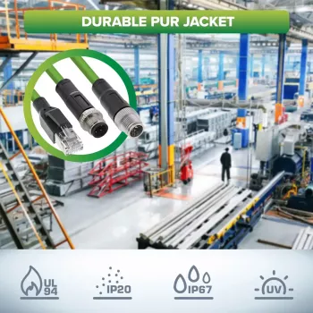 InLine industriālais tīkla kabelis, M12 8-pin X-kodēts uz RJ45 spraudni, Cat.6A PUR 20m