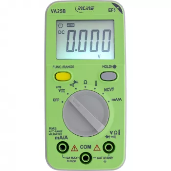 Multimetrs InLine 43117A kabatas formātā ar automātisku diapazona izvēli, LCD 44x30 mm, AAA baterija, 130x62x27 mm