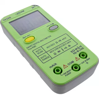 Multimetrs InLine 43117B kabatas formātā ar automātisko diapazonu, autoskenēšanu, LCD 44×30 mm, AAA bateriju