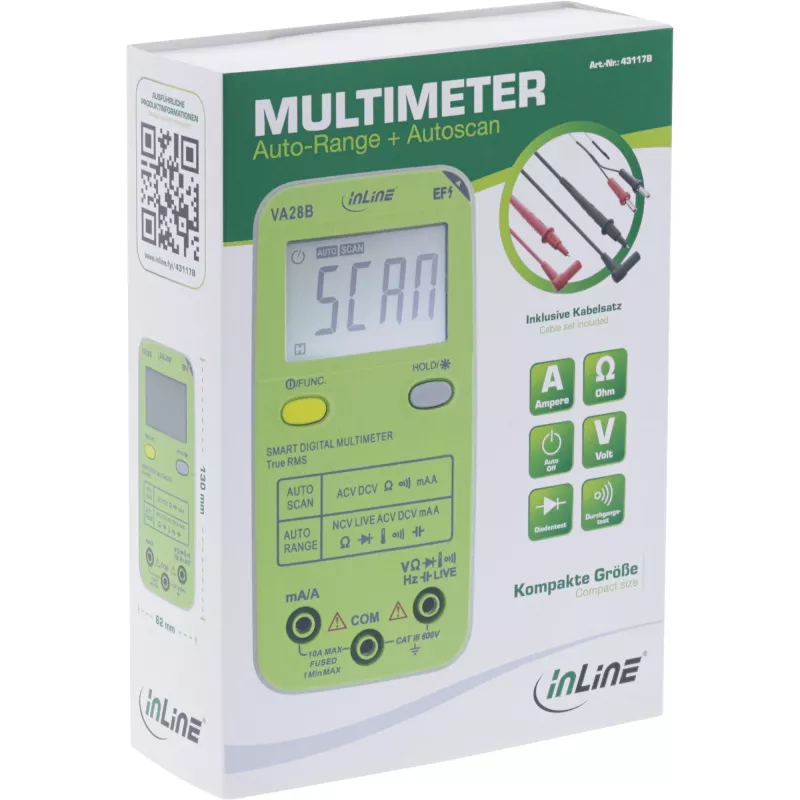 InLine 43117B kabatas multimetrs ar auto-range un autoscan