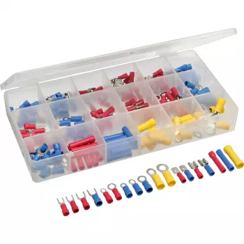 Crimp Cable Shoe Set InLine 200 gab., izolēti spaiļu uzgaļi zilā/sarkanā/dzeltenā krāsā