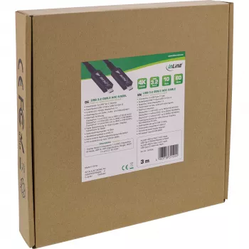 InLine USB 3.2 Gen.2 AOC kabelis, USB-C vīriešu/vīriešu, melns, 15m