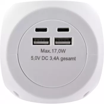 InLine Charging Cube 16499A 3x zemējuma kontaktligzda 2x USB-C 2x USB-A balts 2m