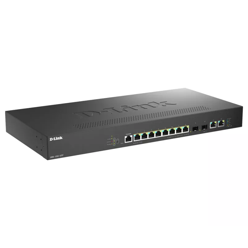 D-Link DMS-1250-12TP/E pārvaldāms tīkla slēdzis 2.5G Ethernet (100/1000/2500) Power over Ethernet (PoE) Melns