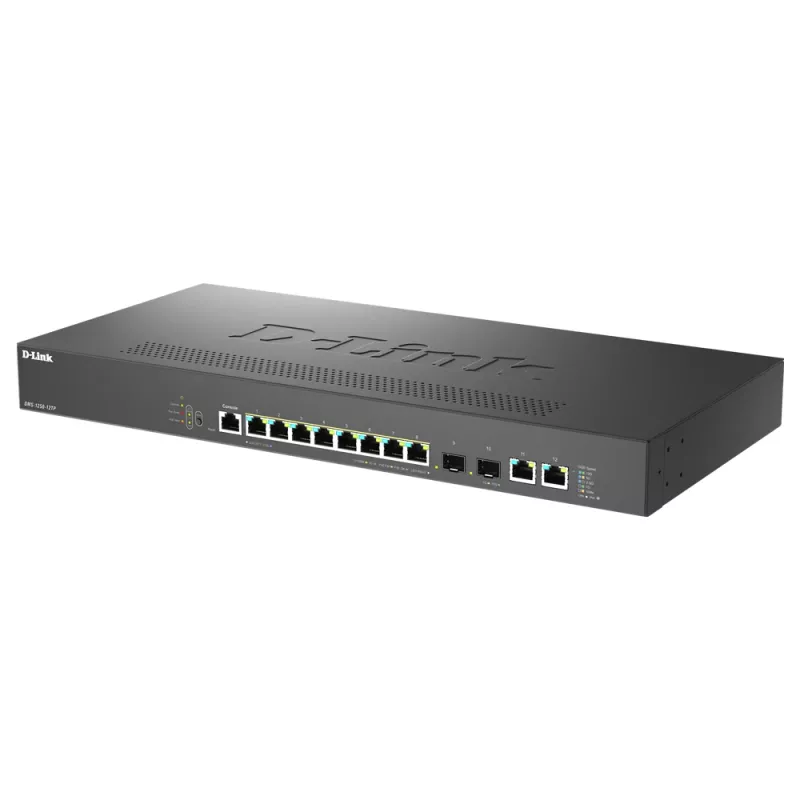 D-Link DMS-1250-12TP/E pārvaldāms tīkla slēdzis 2.5G Ethernet (100/1000/2500) Power over Ethernet (PoE) Melns