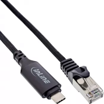 Tīkla kabelis InLine 33381B USB-C uz RJ45 Gigabit 5m Melns