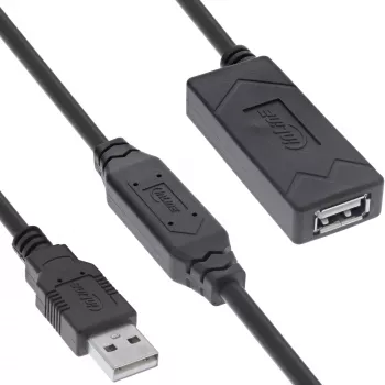 InLine USB 2.0 aktīvais pagarinātājs USB-A vīriešu/sieviešu 25m 0.48 Gbit/s