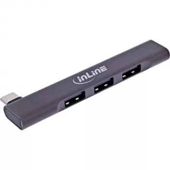 InLine Slim USB-C Hub, 4-portu, USB 3.0 + 3x USB 2.0, plāns dizains