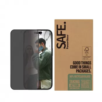 PanzerGlass SAFE. by ® Privātuma ekrāna aizsargs iPhone 16 | 15 | Ultra-Wide Fit | BULK