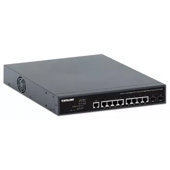 Intellinet 10-Port L2+ Pilnībā Pārvaldāms PoE++ Slēdzis ar 8 Gigabit Ethernet Portiem un 2 SFP Uplinkiem