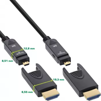 InLine HDMI AOC kabelis, Ultra High Speed HDMI, 8K4K, noņemams spraudnis, 30m