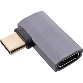 InLine USB4 adapteris, USB-C vīrišķais/sieviešu, taisnleņķa pa labi/pa kreisi, alumīnijs, pelēks