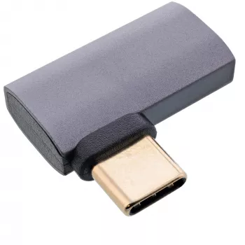 InLine USB4 adapteris, USB-C vīrišķais/sieviešu, taisnleņķa pa labi/pa kreisi, alumīnijs, pelēks