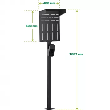 Statīvs InLine 59989C elektroauto uzlādes stacijai, tērauds, melns, 400x200x1667 mm