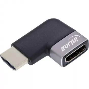 HDMI pagarinātājs InLine 17991E Melns Pelēks Zelta kontakti 90° leņķis
