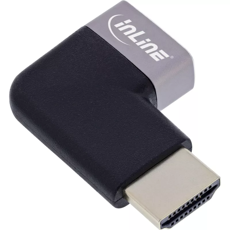 HDMI pagarinātājs InLine 17991E Melns Pelēks Zelta kontakti 90° leņķis