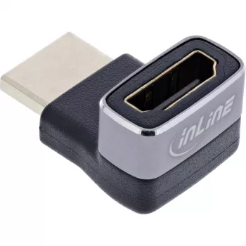 HDMI pagarinātājs/Adapteris InLine 17991G Melns Pelēks, 90° leņķis, zeltīti kontakti