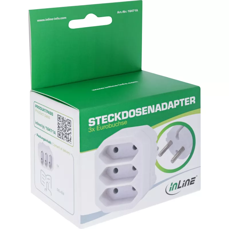 Strāvas adapteris Tips F uz Tips C InLine 16471A Balts