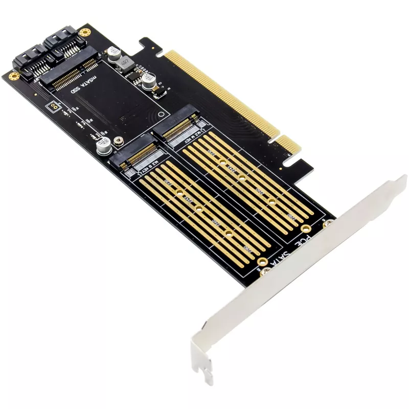 InLine 76660T PCIe 3.0 x16 karte ar 2x M.2 un 1x mSATA slotiem