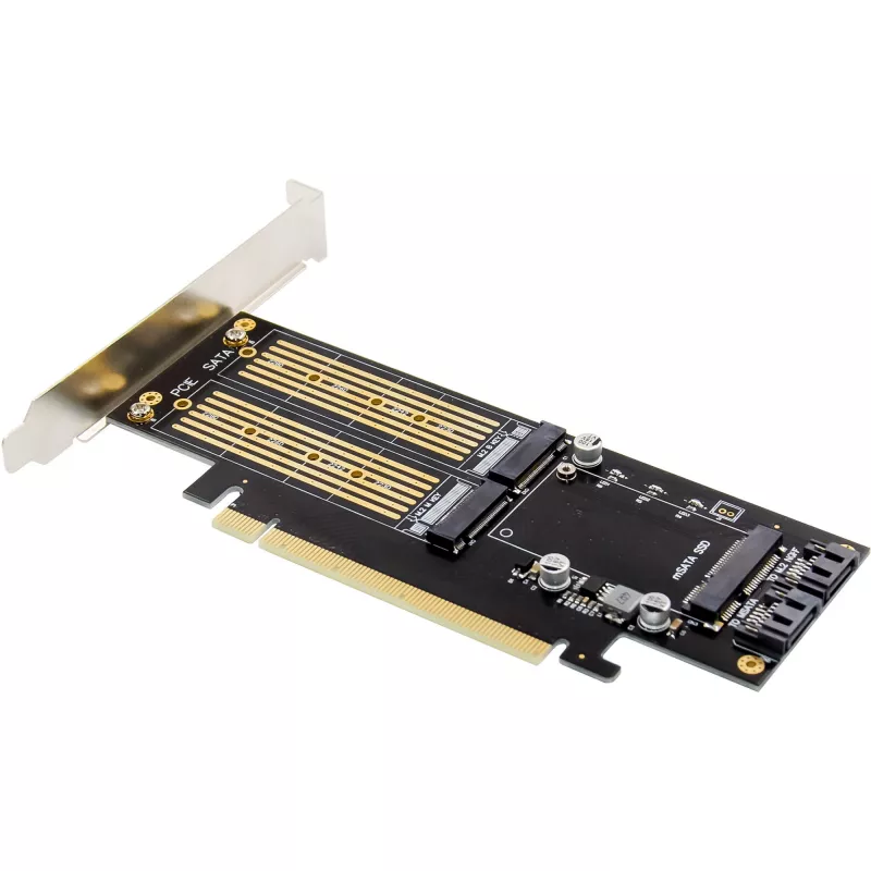 InLine 76660T PCIe 3.0 x16 karte ar 2x M.2 un 1x mSATA slotiem