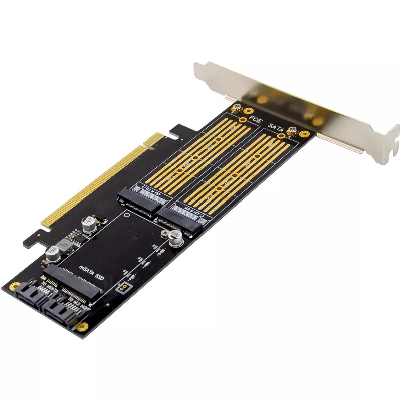 InLine 76660T PCIe 3.0 x16 karte ar 2x M.2 un 1x mSATA slotiem