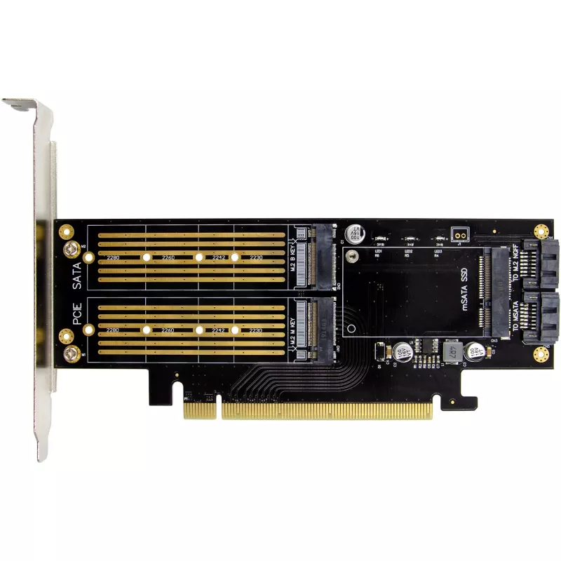 InLine 76660T PCIe 3.0 x16 karte ar 2x M.2 un 1x mSATA slotiem