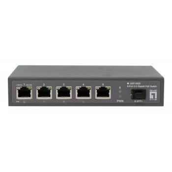 LevelOne GEP-0625 tīkla slēdzis Nepārvaldāms 2.5G Ethernet (100/1000/2500) Power over Ethernet (PoE) Melns