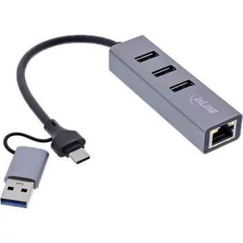 InLine 33380S 4-in-1 USB-C / USB-A Gigabit Ethernet centrmezgls