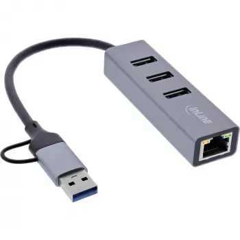 InLine 33380S 4-in-1 USB-C / USB-A Gigabit Ethernet centrmezgls