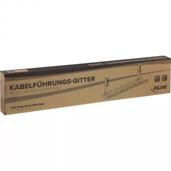 Kabeļu pārvaldības režģis 60 cm InLine 23190G stiprināšanai pie galda ar skrūvju skavām, melns