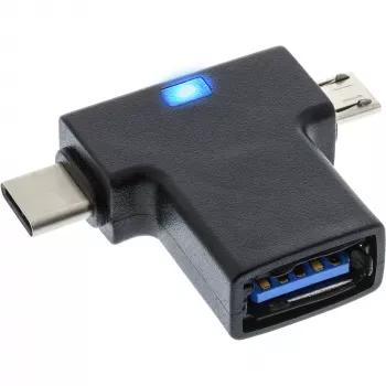 InLine USB 3.1/2.0 OTG T-Adapter, USB-C vīrietis vai Micro-USB uz A sieviete