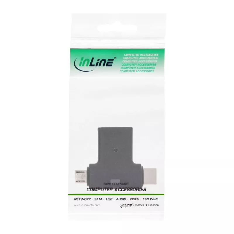 InLine USB 3.1/2.0 OTG T-Adapter, USB-C vīrietis vai Micro-USB uz A sieviete