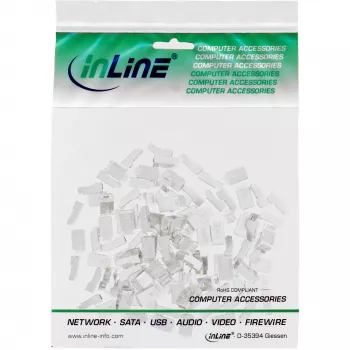 InLine 8P8C RJ45 vīriešu ekranēti savienotāji apaļiem kabeļiem, 100gab. iepakojums