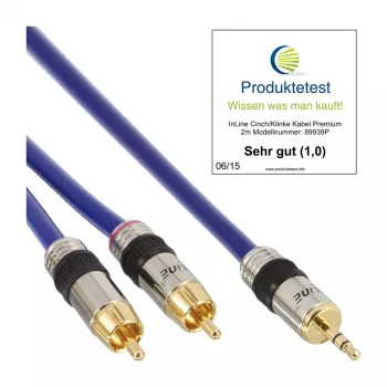 InLine Audio kabelis Premium 2x RCA vīriešu / 3.5 mm vīriešu apzeltīts 15 m
