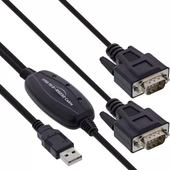 InLine USB 2.0 uz 2x Seriālo adaptera kabelis USB A tipa uz 2x 9-pin Sub-D vīriešu 1.5m
