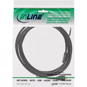 InLine Micro-USB 2.0 pagarinātājkabelis, Micro-B vīriešu/sieviešu, melns/zelta, 3m